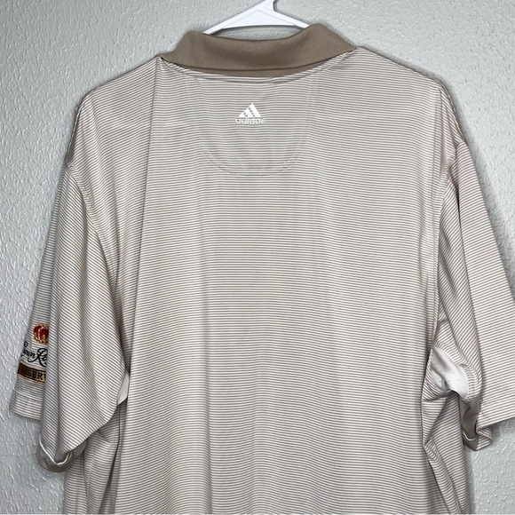 Adidas Climacool Polo Shirt Crown Royal Mens XXL Beige White Stripe Short Sleeve - Picture 11 of 12